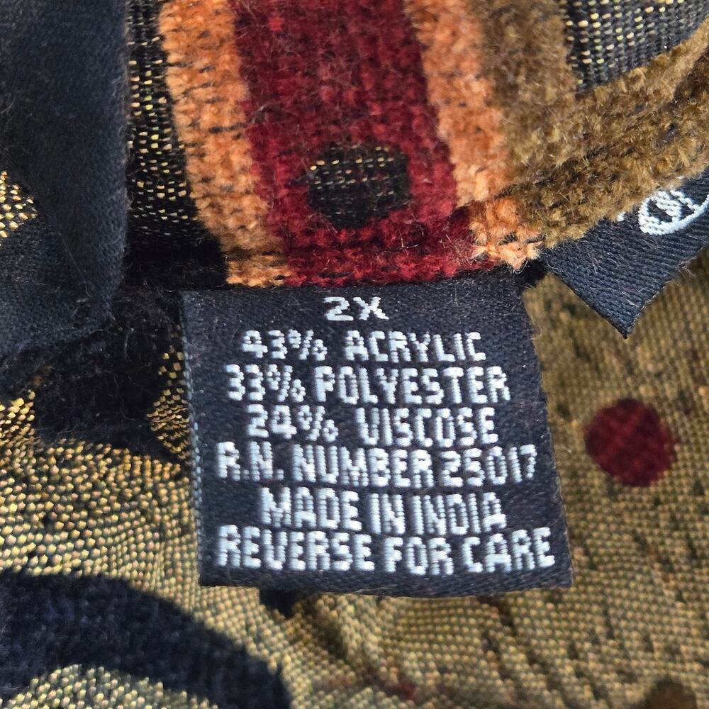 Vintage 2X Tally-Ho REVERSIBLE Geometric Art Tapestry Button-up Collared Jacket - Picture 12 of 14